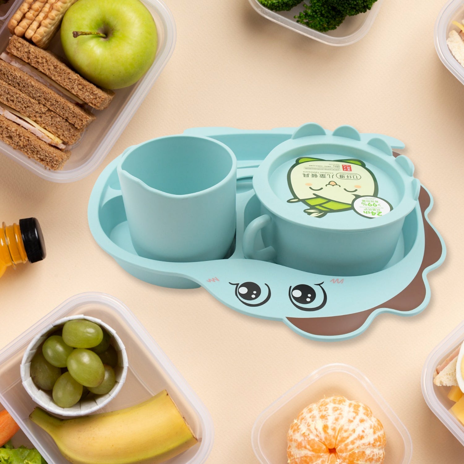 Baby Feeding Set for Kids and Toddlers,Children Children Dinnerware Set - Bamboo Fibre Feeding Set for Kids, Cartoon Design Plate, Cup, Spoon, Fork and Chopsticks, Tableware Cutlery for Kids Microwave & Dishwasher Safe (7 Pcs Set) Baby Feeding Set for Kids and Toddlers,Children Children Dinnerware Set - Bamboo Fibre Feeding Set for Kids, Cartoon Design Plate, Cup, Spoon, Fork and Chopsticks, Tableware Cutlery for Kids Microwave & Dishwasher Safe (7 Pcs Set)